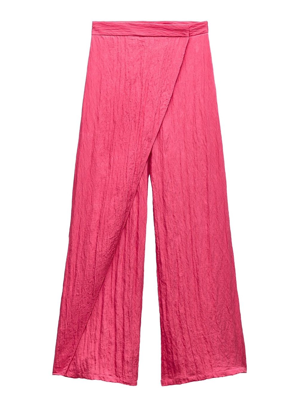 Zara Women’s XS Hot Pink Wide Leg Wrinkled Effect Wrap Pants